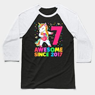 7 Years Old Unicorn Flossing 7Th Birthday Girl Unicorn Party Baseball T-Shirt